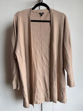 Express Open-Front Ribbed Cardigan - Beige